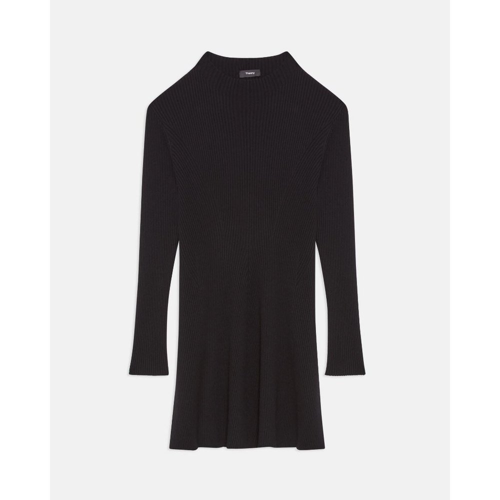 THEORY Moving Rib Dress in Empire Wool - Black - NWT Size Medium - Picture 3 of 6